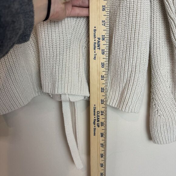 Lucky Brand Sweater Women’s Size S/M Lace Up Back Ribbed Cream Coastal Country - Picture 5 of 7